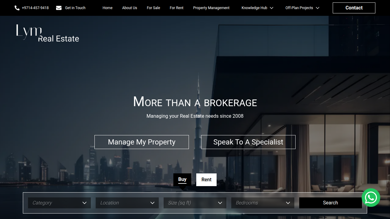 A screenshot of LYM Real Estate, a platform offering insights into legal requirements for property ownership in Dubai.