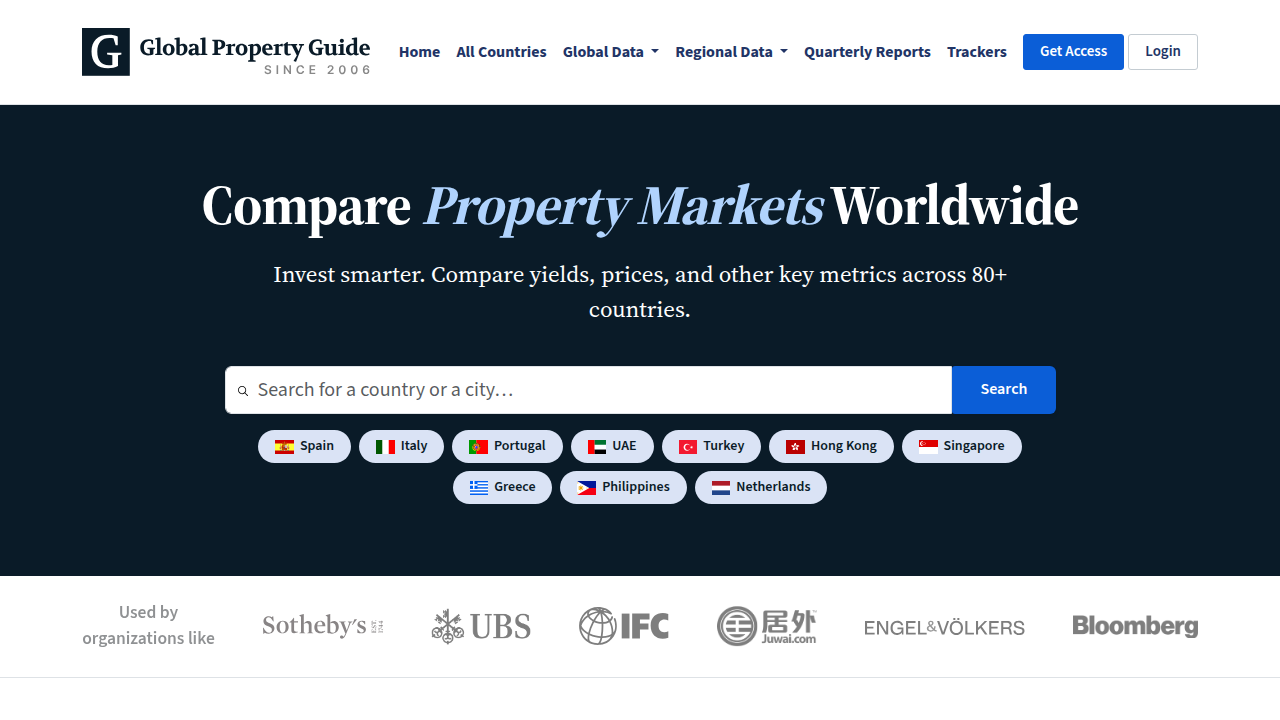 Access residential property market analysis and data on the Global Property Guide website.