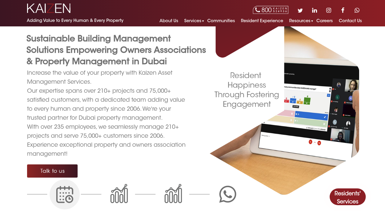 Kaizen Asset Management Services homepage, a relevant resource for understanding market trends in Dubai's luxury real estate.