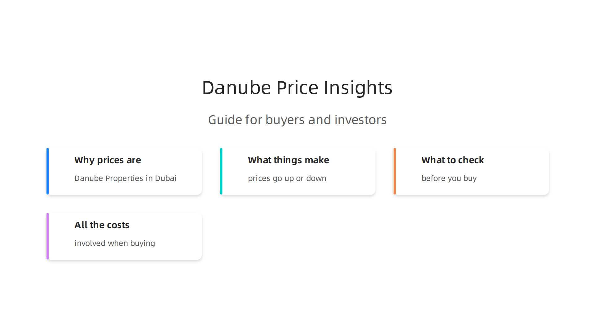 An overview of crucial topics covered in this guide to help buyers and investors understand Danube Properties' pricing in Dubai.