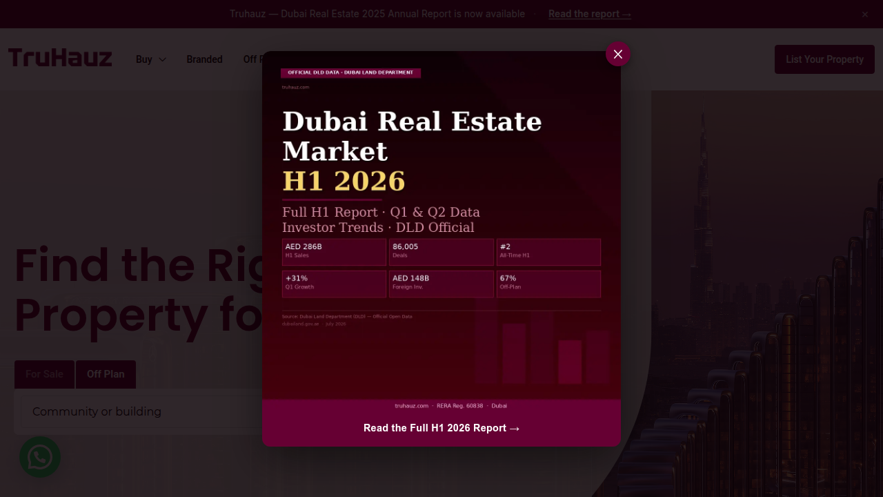 Truhauz, a resource for Dubai real estate market data and investment insights.